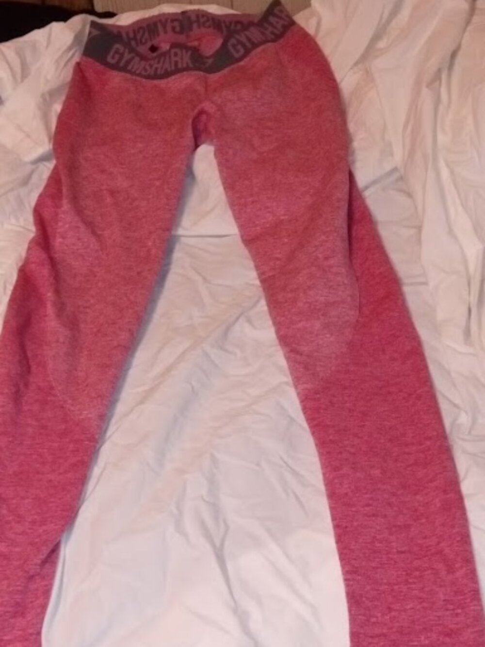 gymshark ladies dry leggings small red w/brown waistband
